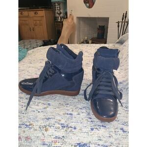 NAVY BLUE WEDGE SNEAKERS 8
